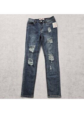 NWT Pink Lily Boutique Jeans Women's Size 5 Distressed Skinny Blue Denim